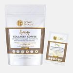 Brain and Brawn Synergy Collagen Coffee (7 x 15g sachet) with Organic Cordyceps and Collagen Peptides for Skin, Hair and Nail Health, MCT Oil, Organic Cordyceps and Acacia Fibre, 100% Arabica Coffee, unsweetened, all-in-one beauty Coffee 105g (7 Serves)