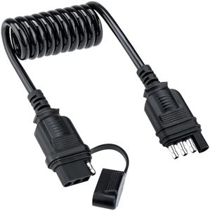 4 Pin Trailer Connector Extension, Flat Trailer Plug Trailer Wire Extension Harness, 18 Guage Male and Female Wiring Harness Adapter, Retractable Extension Cable with Dust Cover