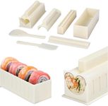 KITCHTIC Beginner Sushi Making Kit - Set Of 10 - Plastic Sushi Kit with Reusable Tools - Durable PP Plastic - Easy To Clean - Creative and Fun Sushi Maker - Sushi Roller Kit - White