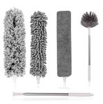 TiumsoMicrofiber Feather Duster Bendable & Extendable Fan Cleaning Duster with 100 inches Expandable Pole Handle Washable Duster for High Ceiling Fans, Window Blinds, Furniture (Standard)