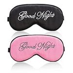 Eye Mask for Sleeping, Silk Sleep Mask with Adjustable Strap Soft and Breathable Blackout Blindfold Night Eye Shade Cover for Travel, Lunch Breaks (Black +Pink)