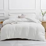 SASTTIE Ultra Soft Duvet Cover Full/Double, White Duvet Cover for Full/Double Size Bed, 3 Pieces Comforter Cover with Zipper Closure, Corner Ties, 80x90 Inch