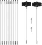 16FT 14pcs 2 Sets Chimney Sweep Kit, Flexible Chimney Cleaning Brush Kit Air Duct Cleaning Kit, Nylon Dryer Vent Cleaner Kit with 12 Flexible Chimney Rods & 2 Brush Head