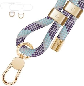 UKON Cell Phone Lanyard,Crossbody Lanyard and Wrist Strap Premium Metal Buckle Phone Charms with 2 X Clear Patch Compatible with All Smartphone(LightPurple)