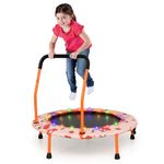 COSTWAY 36 Inch Kids Trampoline, LED Lighting Children Exercise Rebounder with Padded Handrail and Protective Cover, Mini Trampolines for Toddle Boys Girls (Orange)