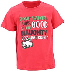 Boys Good at Being Naughty Kids Christmas Shirt Clothes (10Y, Red)