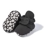 Sawimlgy Newborn Infant Baby Girl Boy Cotton Booties Stay On Sock Slippers Soft Bedroom Shoes Non-Skid Ankle Boots With Grippers Toddler Crib Warm Shoe First Walker Birthday Shower Gift, 01/Black,