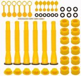 CARONIN Gas Can Spout Replacement Set, Gas Can Nozzle Old Style Easy to Install, Flexible Pour Nozzle for Most 1/2/5/10 Gallon Oil Cans(6 Kit-Yellow)