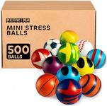 500 Mini Stress Balls for Kids and Adults - Bulk 2 Inch Assorted Soft Stress Relief Balls, Squishy Balls Sensory Fidget Toys, Party Favors, Birthday Gifts Goodie Bag Stuffers Stocking Stuffers
