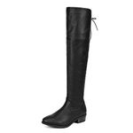 DREAM PAIRS Women's Over The Knee Thigh High Boots Low Block Heel Riding Boots,Size 9,Lei-black/Pu,LEI