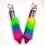 CLICKETY CLACK Stylish Unicorn 6-in-1 ink Rainbow Fur Ballpoint Pen for Unicorn lovers/Birthday party favor Return Gift/School, Office Supply for kids and adults (Pack-2)