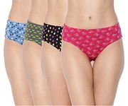 Dollar Missy Women's Pack of 4 Inner Elastic Deep Color Printed Hipster (8905203245123_MMBB-121P-IE-PO4-L), Multicolour(Colors and Prints May Vary)