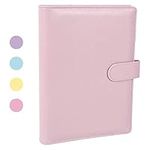 falllea A5 PU Leather Ring Binder, Refillable 6 Round Ring Binder Cover, Business Notebook Binder Notepad and Meeting Notebook, Travel Writing Notebook Diary Binder Cover(Pink)