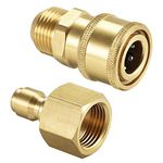 uxcell Garden Hose Brass Quick Connect Set Fittings M18x1.5 Male & M18 Female Thread Water Hose Connectors Pressure Washer Adapter