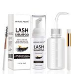 Eyelash Extension Cleanser 50 ml + Brushes + Rinse Bottle Eyelid Foaming Cleanser, Lash Foam Shampoo for Extensions and Natural Lashes, Paraben & Sulfate Free, Makeup Remover For Salon and Home Use