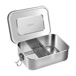 UPTRUST Stainless Steel Lunch Food Container, 800ML/27oz, Bento Boxes Metal Lunch Box - Lockable Clips to Leak Proof- Adjustable Divider included -Dishwasher Safe, BPA free (800ML/27oz)