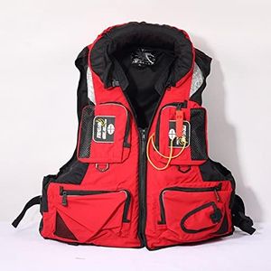 Sea Fishing Life Jacket Rock Fishing Adult Fishing Vest Multi-Function Removable Portable Swimming Large Buoyancy M Red