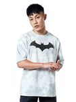 The Souled Store Men Official Batman: Bat Signal Tie Dye Grey Printed Oversized T-Shirts Oversized T-Shirts Fashionable Trendy Graphic Prints Pop Culture Merchandise