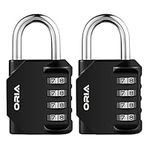 (New Version) Combination Padlock, 4-Digit Resettable Security Padlock Set, Waterproof Door Lock for School, Gym or Sports Locker, Fence, Toolbox, Box, Hasp Storage, Storage Room (2 Pack - Black)