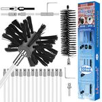 Morinoli 60 Feet Dryer Vent Cleaning Kit, Chrome Button Locking System, Extends Up To 60 Feet, Lint Remove, Dryer Duct Cleaning Kit, Dryer Vent Cleaner Kit with Bonus Drill Attachment, Lint Trap Brush