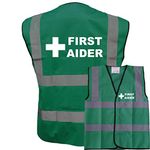 First Aider Green Hi Vis Vest Made of Durable Polyester Fabric - Vibrant Green High Viz Vests with Reflective Vinyl Banding for Safety - Brook Hi Vis, Large 40-42”