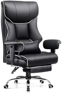 COMHOMA Big and Tall Office Chair 400lbs High Back Computer Gaming Chair with Ergonomic Lumbar Support & Pocket Spring Cushion for Lower Back Pain Relief, Leather Executive Chair with Foot Rest, Black