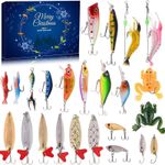 2024 Advent Calendar Fishing Christmas Countdown, 24 Days Fishing Lures Set for Fishers Adult Men Teen Boys, Christmas Fishing Advent Calendar Gift to Christmas, Husband, Friend (A)