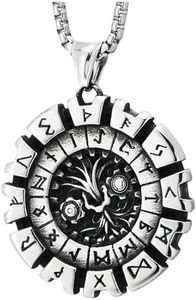 Vikingo Yggdrasil Círculo de Vida Medalla Colgante Nórdico árbol Runas Amuleto Hombre Acero Inoxidable Vintage Collar