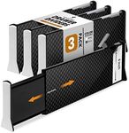 RAPTUROUS Deep Drawer Dividers 3 Pack, 6 Inch Tall, 13-22 Inch Long Expandable, Adjustable Drawer Organizer for Clothing, Dresser, Kitchen, Strong Hold, Soft Foam Edges, Black