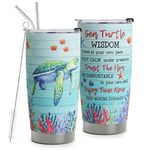 HOMISBES Sea Turtle Gifts for Women - Stainless Steel Sea Turtle Wisdom Tumbler Cup 20oz for Turtle Lover - Ocean Beach Themed Gifts For Women Novelty Turtle Mug With Lid Animal Lover Gift