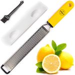 BelleGuppy Lemon Zester & Cheese Grater Stainless S Antibacterial Cover Blade, Ergonomic Non-Slip Silicone Handle Professional Zesting Tool Bonus Cleaning Brush