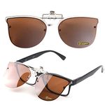 LUFF Polarized Women Clip-On Driving Sunglasses With Flip Up Function-Suitable, Vintage Cat Eye Outdoor Sunglasses for Ladies,Brown