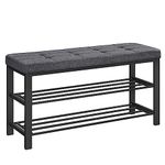 SONGMICS Shoe Bench, 3-Tier Shoe Rack for Entryway, 12.2 x 39.4 x 19.3 Inches, Dark Gray and Black ULBS579B33