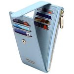 Badiya RFID Card Holder Wallet for Women Slim Wallets Bifold Multi Card Case Zipper Coin Purse, A-Lychee Pattern-Blue-a, one_size, Minimalist