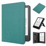 GTOMY Case for KỉƞԀle 6" (2022) E-Reader, Soft PU Leather Cover with Auto Wake/Sleep Hand Strap Foldable Stand, Incompatible iPad 6ʺ eReader, Green-Blue