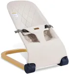 Winchild Baby Bouncer,Portable Baby bouncer seat for babies,Newborn Bouncer Seat with 3 Height Adjustments.Ergonomic Design Infants Bouncy seat with cotton Fabric Wood Grain,Natural Vibrations (Beige)
