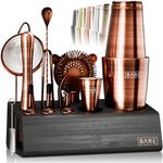 Pro Cocktail Kit | Mixology Bartender Kit | 14-Piece Cocktail Shaker Set | Martini Home Bartending Bar Accessories | Incl. 35 Recipe Cards | Gift Set (800ml/28oz Boston Shaker, Copper/Black)