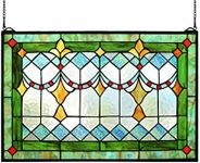 Yogoart Tiffany Style Stained Glass Green Window/Wall Panels 24" X 16"