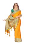 Mehrang Women's Pure Kanjivaram Silk Saree Banarasi Silk Wedding Sarees for Women with Blouse Piece (Yellow)