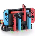 Switch Controller Charger Compatible with Nintendo Switch & OLED Model Joycons, Switch Charging Dock with Upgraded 8 Game Storage for Nintendo Switch Joycon & Games