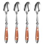 CherHome Grapefruit Spoons，4pcs Serrated Grapefruit Spoon，Premium Stainless Steel 18/8 Fruit Spoon Kiwi Spoon with Comfortable Bakelite Handle,For Any Types of Citrus&Grapefruits，Wood Grain Handle