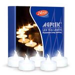 AGPTEK 24 PCS Flickering Battery Operated Fake Electric LED Tealight Cold Flameless Candles for Christmas Outdoor Halloween Wedding Decoration, 0.2 W, Cool White