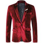 WEEN CHARM Men's Slim Fit Velvet Blazer Tuxedo Dinner Suit Jacket Sport Coat Red