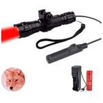 WindFire Super Bright RED Light LED Coyote Hog Hunting Light Lamp Tactical Flashlight Torch with Pressure Switch and Rail Rifle Mount for Picatinny for Outdoor Hunting Coyote Hog