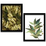 BANGERZ Tropical Leaves Wall Painting/Poster for Living Room Framed Posters/Paintings For Living Room Bedroom Home Decoration Wall Frame Office (11 inch x 14 inch) Set of 2