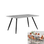 AINPECCA Dining Table with Black Metal Legs Kitchen Table (Grey Marble Effect Top, 150 * 90cm)