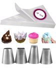Extra Large Piping Tips with Bags for Frosting,Meringue,Churros,Macarons,Eclairs,Pastry Cookie Dough,24 Pcs