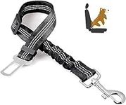 Dog Seat Belts for Cars - Dog Seat Belt Adjustable Elastic Bungee - Strong Durable Dog Car Harness - Car Dog Seat Belt 360 Degree Swivel Attach Won't Twist, Reflective, Easy to Use (BLACK)