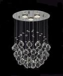 CRYSTA WORLD 240 Watts 4-Lights White Modern Chandelier K9 Crystal Chandelier Light Round Fixture, Flush Mount Ceiling Light for Bedroom, H18" x D12", White(AC/DC)