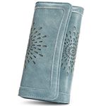 APHISON Womens Wallet RFID Blocking PU Leather Clutch Long Wallet for Women Card Holder Ladies Phone Purse Blue